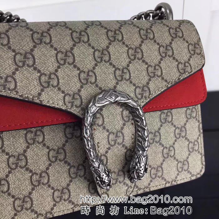 GUCCI古馳原單 新款專櫃品質高仿原單貨實物實拍 421970啡pvc配大紅單肩斜挎包 HY1032